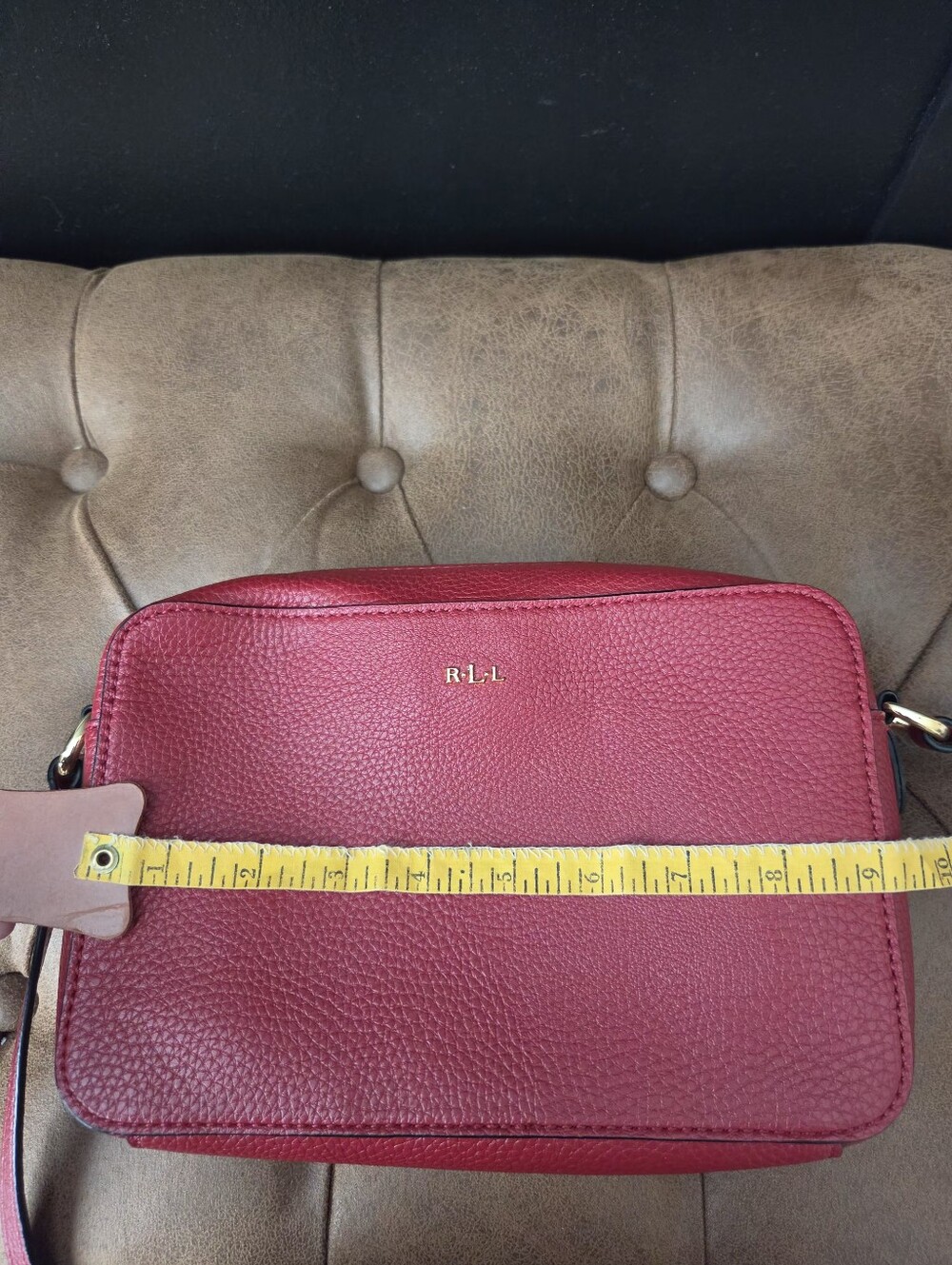 Lauren Ralph Lauren Red Pebbled Leather Crossbody Bag - Picture 16 of 16